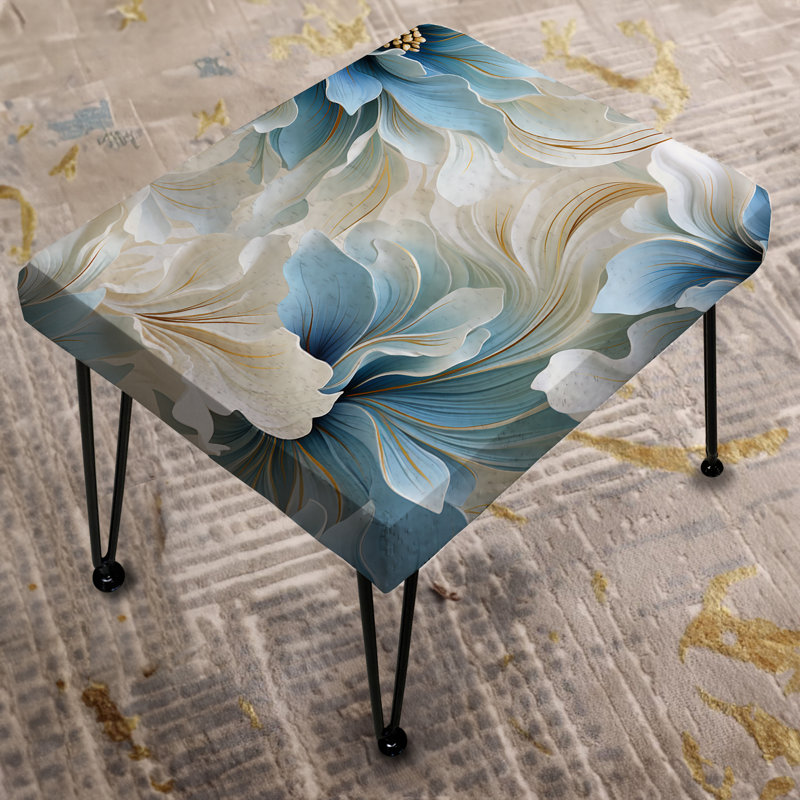 Ethereal Blue And White Damask Dreams - Damask Rectangle Ottoman