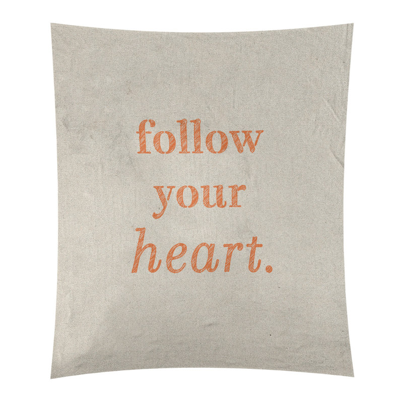 Tapisserie en polyester suivre votre de cotation cardiaque, H 104 po x l 88 po, Blanc / orange