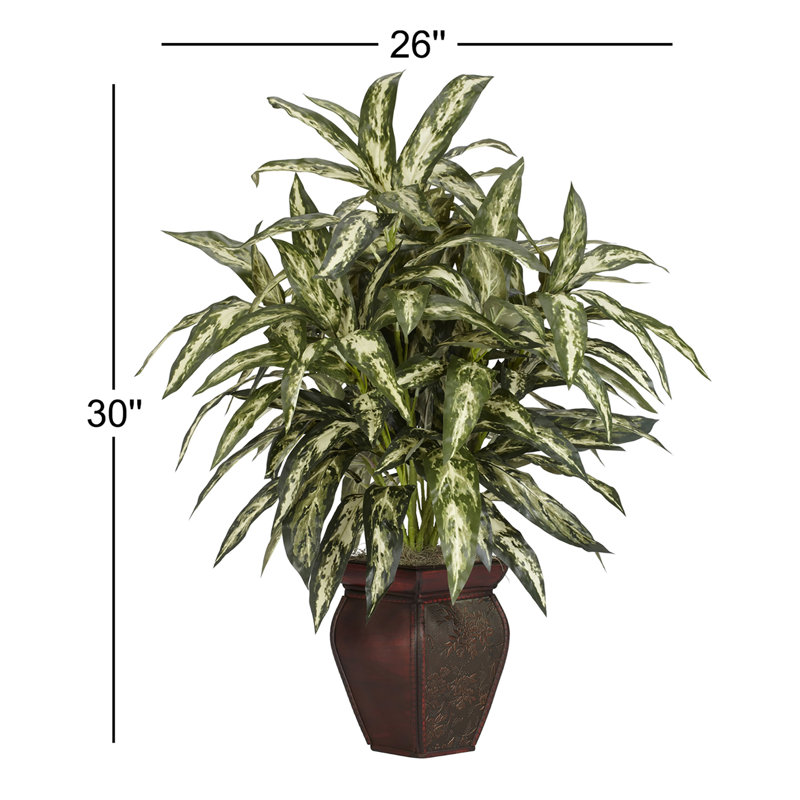 30'' Faux Foliage Plant in Wood Decorative Vase