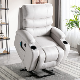 Creatuis Lift Chair with Adjustable Lumbar Support,Power Lift Recliner  Chair for Elderly,Lays Flat,Three OKIN Motor,Cup Holder,Faux Leather(Brown)