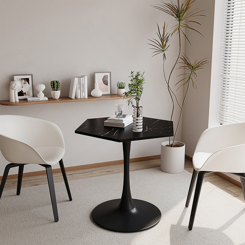 Pedestal Coffee Table, Black, Black Marble