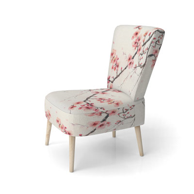 Cherry Blossom Upholstered Chair - Cherry Blossom Branch in Bloom Side Chair