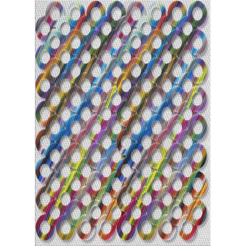 Géométrique vert/rouge/bleu ciel Tapis décoratif, Rectangle 5 pi x 7 pi