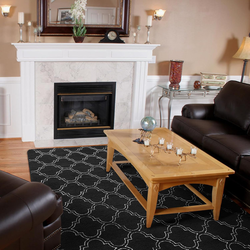 Tapis de chambre doux de style marocain, tapis moderne à poils longs, Rectangle 4pi x 6 pi