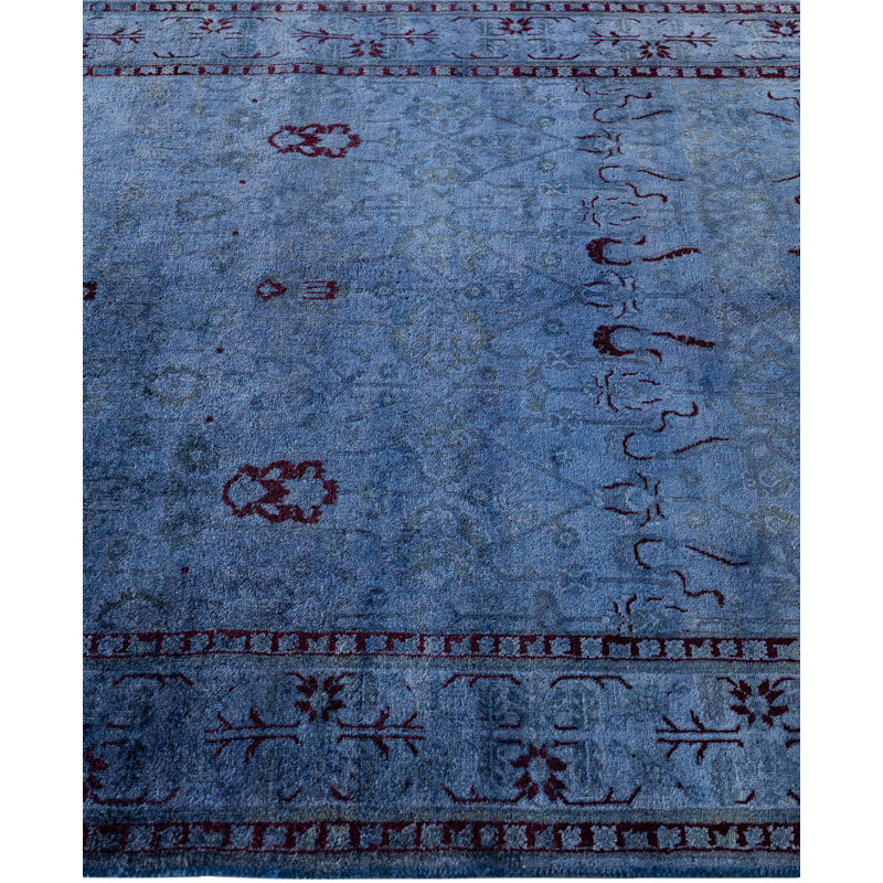 Overdyed One-of-a-Kind 4' 1" X 12' 7" Hand Knotted Area Rug