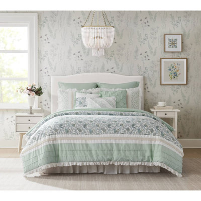 Ensemble de literie élégant 9 pièces, percale de coton, style maison de campagne