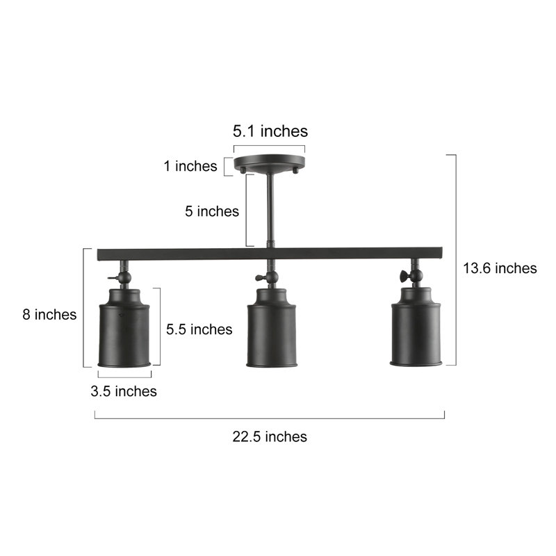 22.5'' 3 -Light Fixed Track Track Kit with Dimmable and Adjustable Head