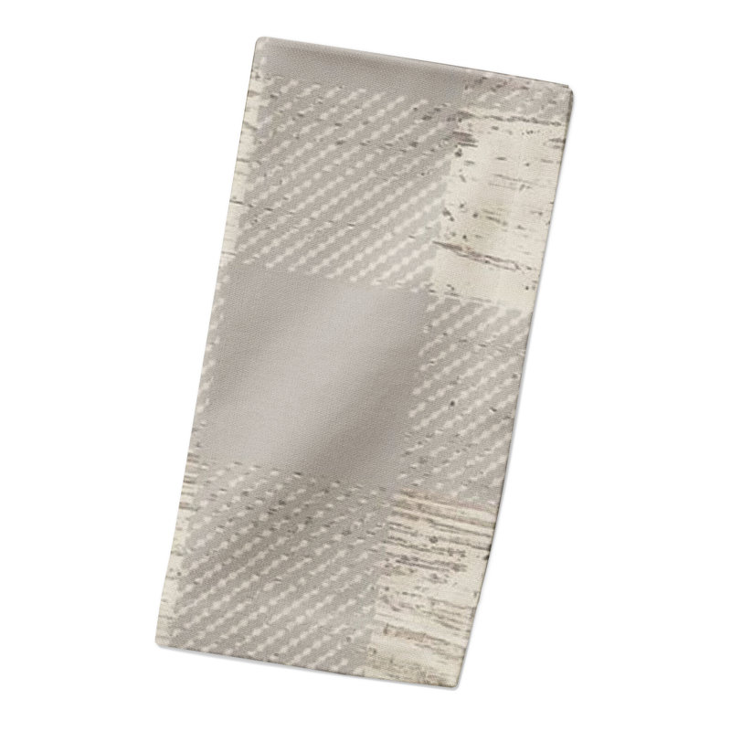 Murin Cotton Twill Checkered Square Napkin, Light Gray