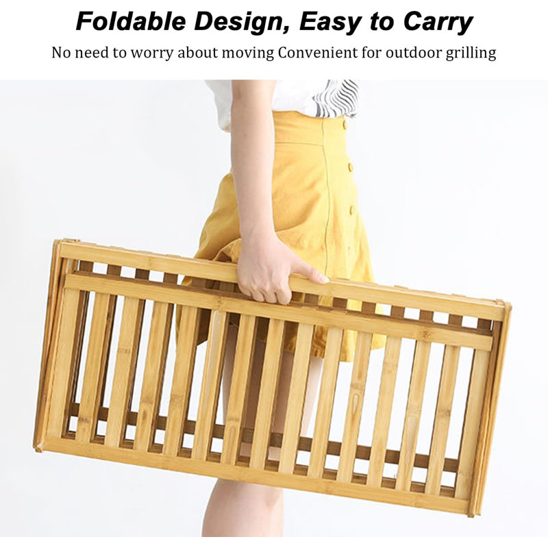Bamboo Foldable Shoe Shelf with 3 Rows, Nature