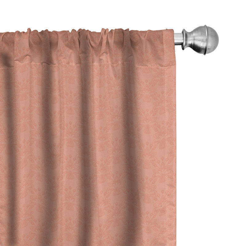 Rideaux 4 panneaux Latitude Run® Peach, fleur printanière ornée, pêche, L 56 po x L 95 po