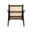 Chaise de salle à manger avec accoudoirs Chandigarh (ensemble de 2), noir + canne naturelle-1165399559