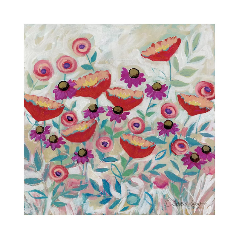 Floral XXII by Teresa Kogut - Painting on Canvas, 93.98cm H x 93.98cm W x 3.81cm D, Wrapped Canvas