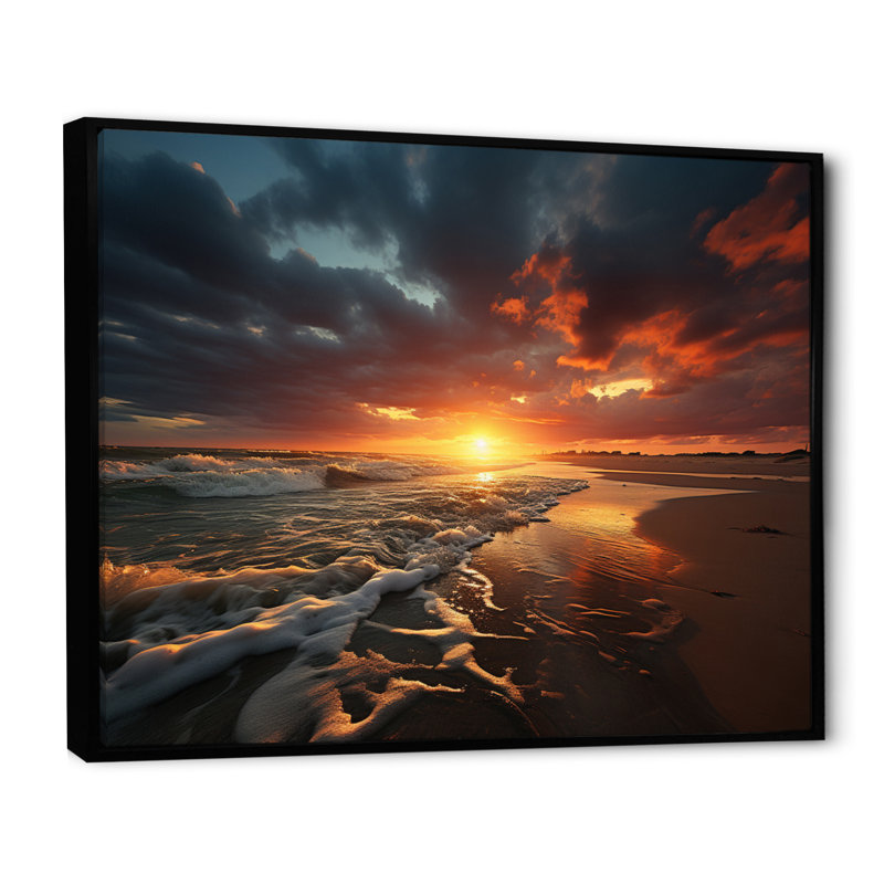 Photo de plage Sables d'or XXV - reproduction sur toile, H 24 po x l 32 po x P 1 po, Cadre flottant noir