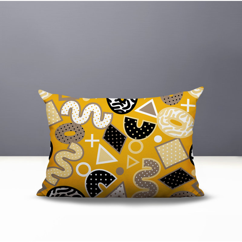 Coussin lombaire réversible intérieur / extérieur Zyra, Rectangle H 18 po x l 25 po, Jaune