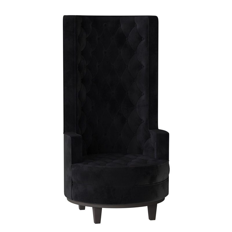 Norma Wingback Chair, Bella Black Performance Velvet, Espresso