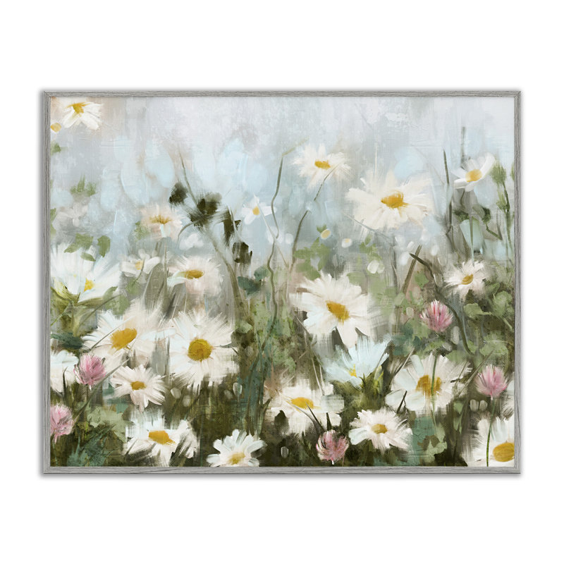 «Stupell Industries Daisy Field», peinture sur toile par Nina Blue, H 16 po x l 20 po x P 1,5 po, Encadré gris