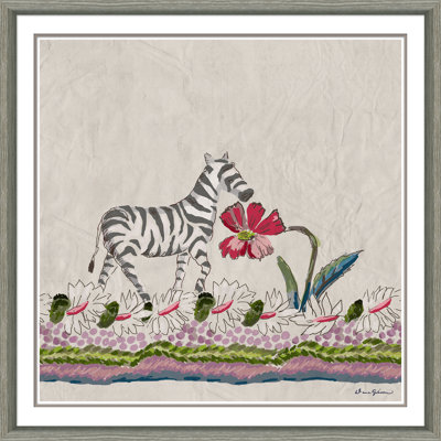 «Botany with Zebra» par Dana Gibson - peinture encadrée