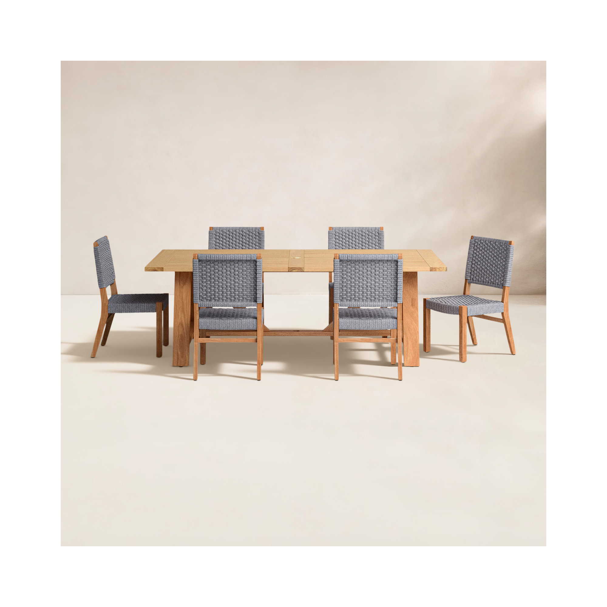 90'' Rectangular 6 - Person Outdoor Dining Set, Gray