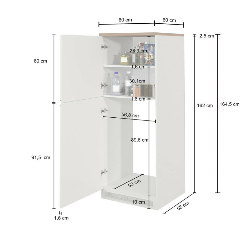 Aloisie 165cm Kitchen Pantry, Anthracite/Oak
