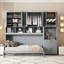 Lit escamotable simple avec placard, tiroirs et bureau-412328305