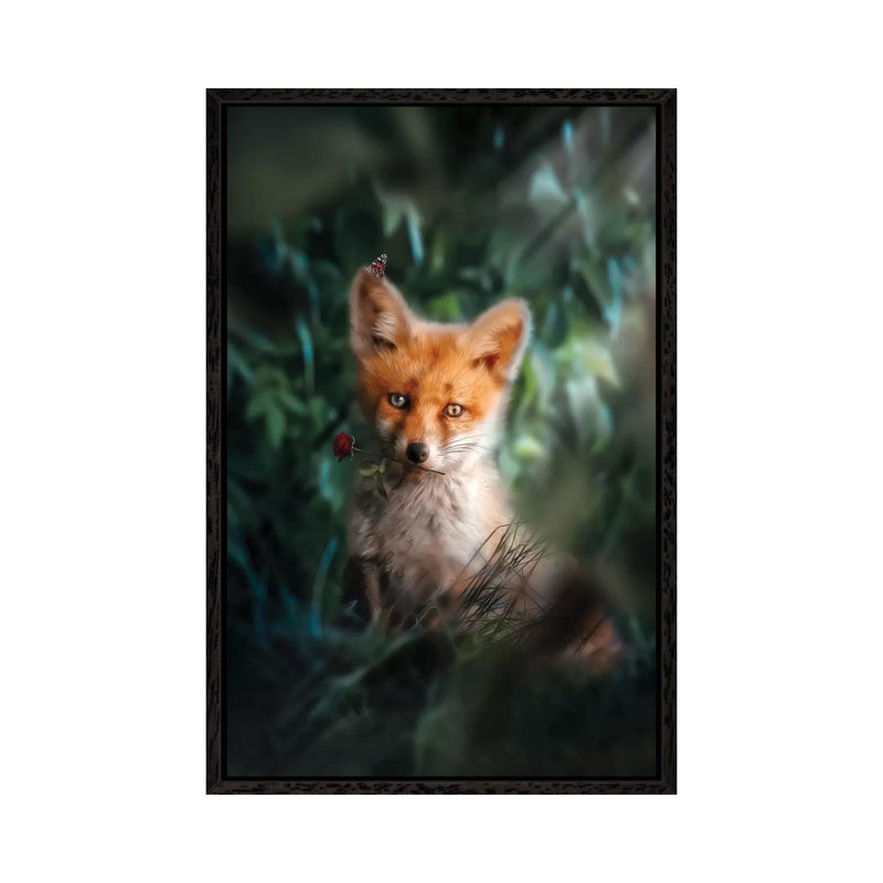 The Gentle Fox Cub by Zenja Gammer - Print on Canvas, 66.04 cm H x 45.72 cm W, Black Framed