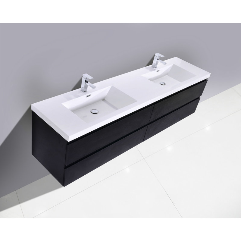 Drason Double Bathroom Vanity with Acrylic Top, Black
