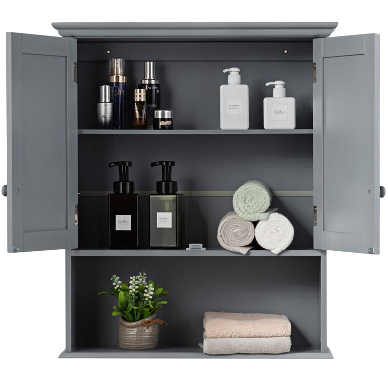Armoire de salle de bain murale l 23,5 po x H 28 po x P 8 po Dalila, gris