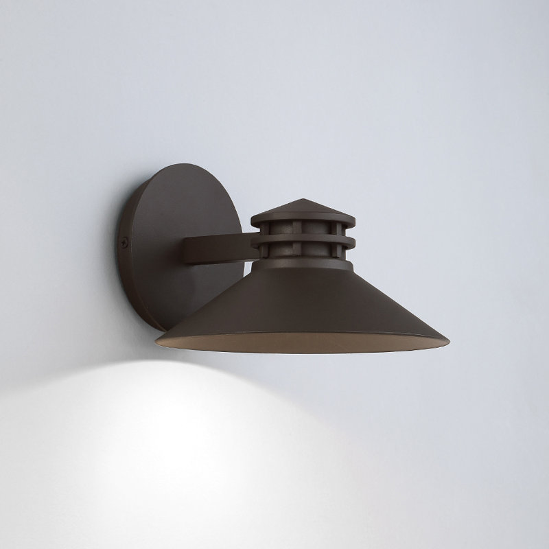 Sodor LED Outdoor Armed Sconce, Bronze, 5" H x 8" W x 9" D