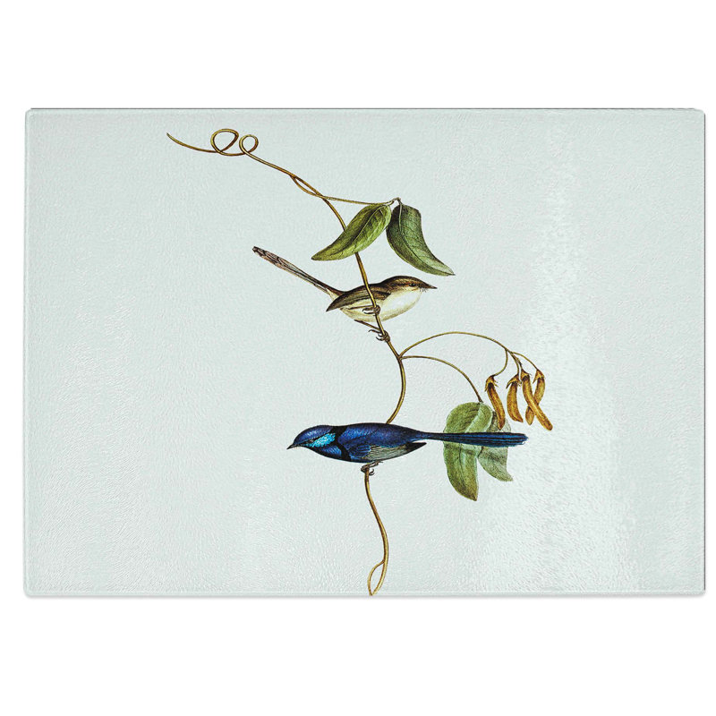 Tempered Glass Banded Wren Chopping Board, 39 cm W x 28.5 cm L