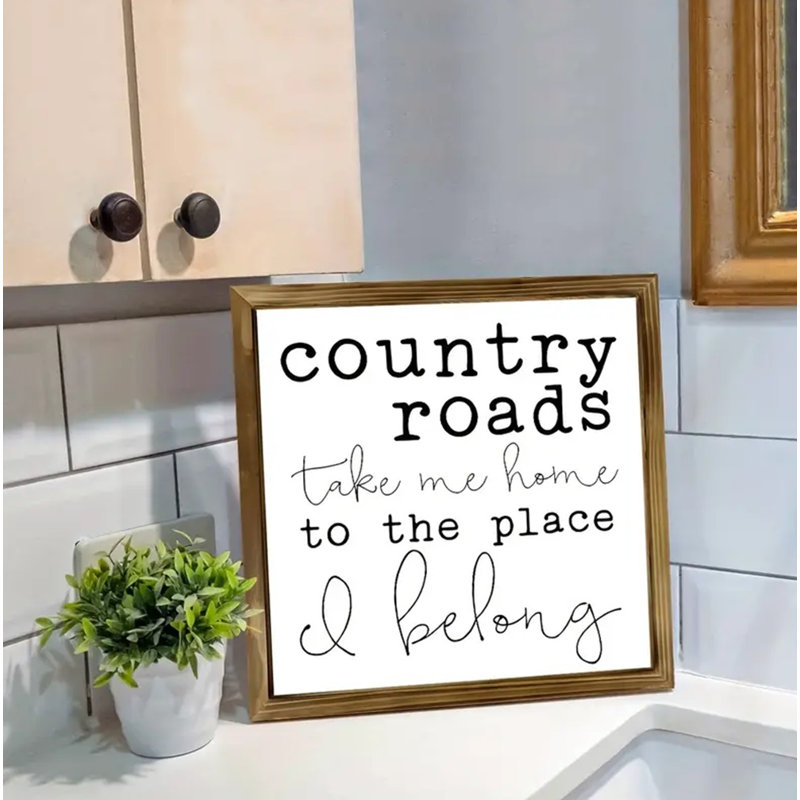 Country Roads Art Print 8x8in Framed Vintage Rustic Farmhouse Wall Decor