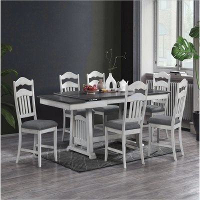 Ensemble de table de salle à manger 7 pièces blanc antique
