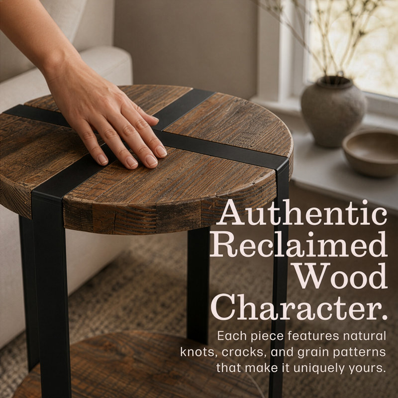Modesto Round End Table with Shelf
