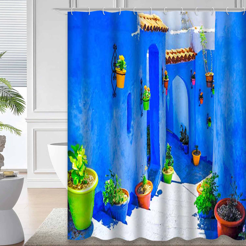 Rideau de douche marocain avec 12 crochets, L 72 po x l 72 po