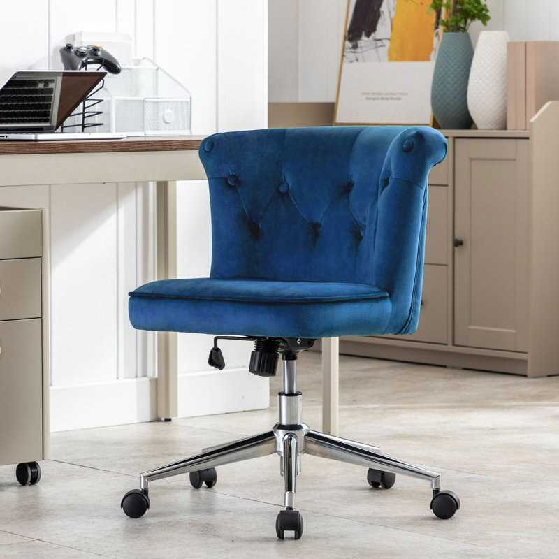Roze Velvet Task Chair, Blue