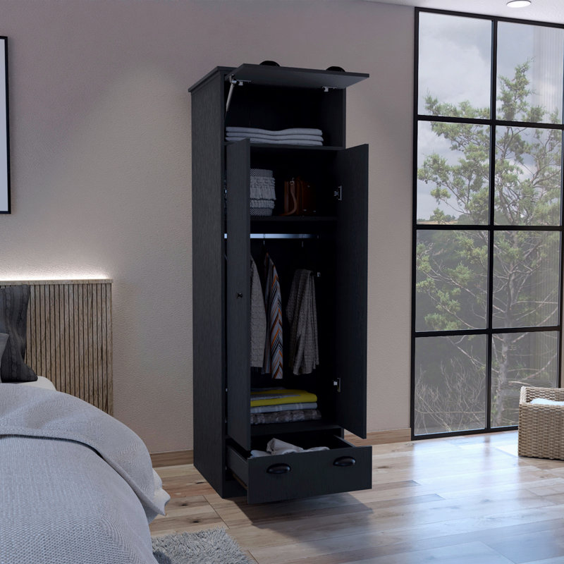 Armoire avec 1 tiroir et 1 tiroir à charnières avec poignées