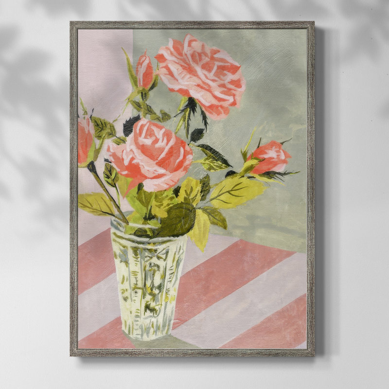 «Douces Roses II», reproduction encadrée - bois massif, H 30 po x l 24 po