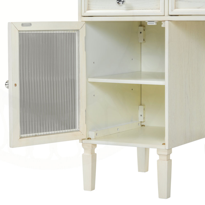 Ensemble de coiffeuse 2 en 1 avec miroir rabattable, ensemble de coiffeuse avec tiroir et armoire, multifonctionnel pour bureau et chambre à coucher, chêne blanc