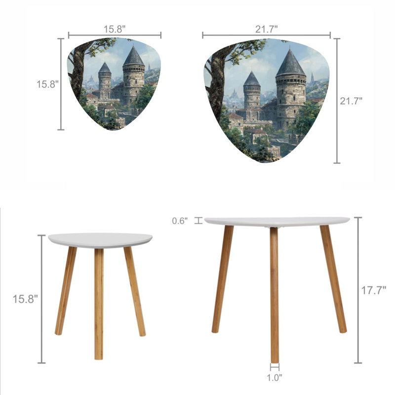 Ensemble de 2 tables basses gigognes triangulaires Chateau Comtal Aude City