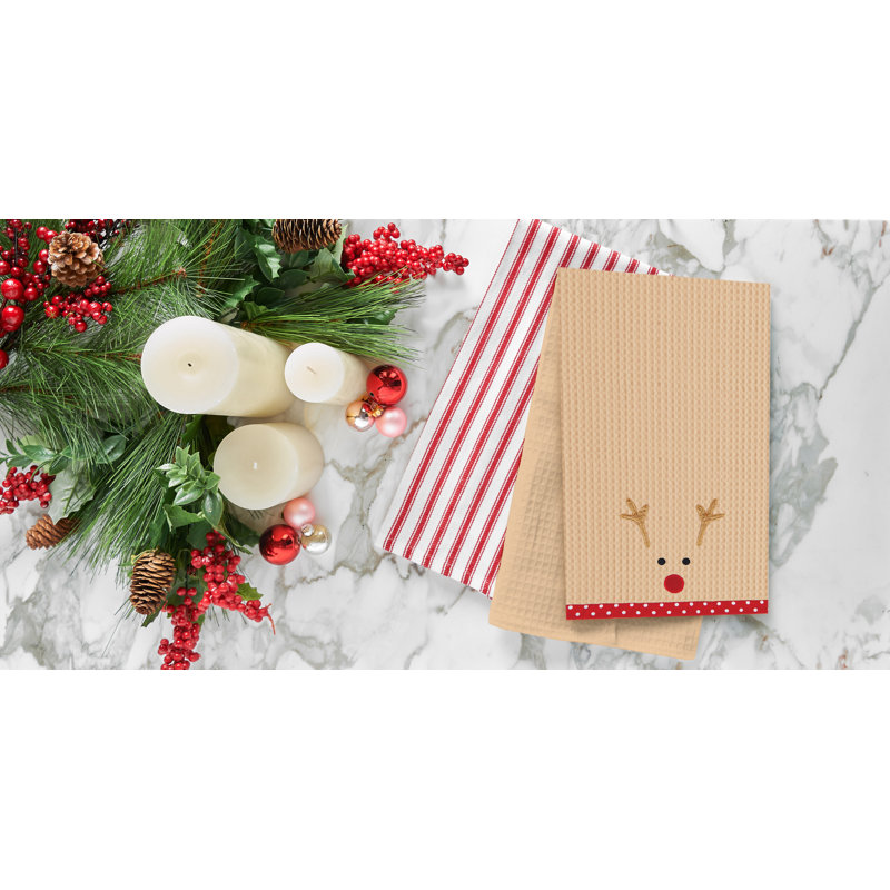 Torchon 100% coton gaufré Christmas Holiday