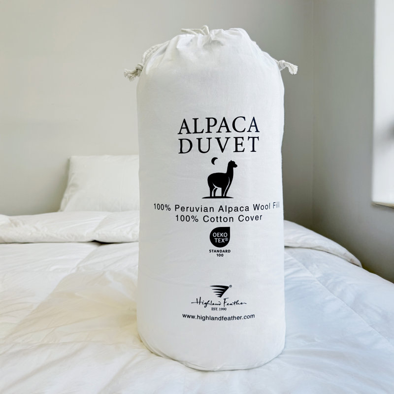 Highland Feather 100% Aplaca Wool Comforter / Duvet – 300 Thread Count Cotton Shell, Full