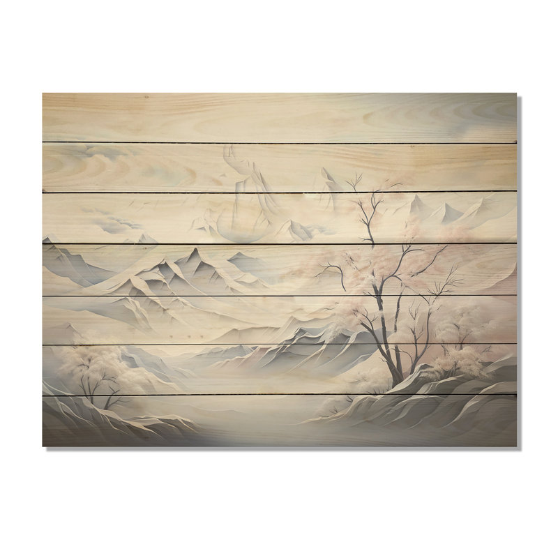Snowy Mountain Peaks Serenity II - Winter Mountains sur impression sur bois, H 34 po x l 44 po x P 0,78 po