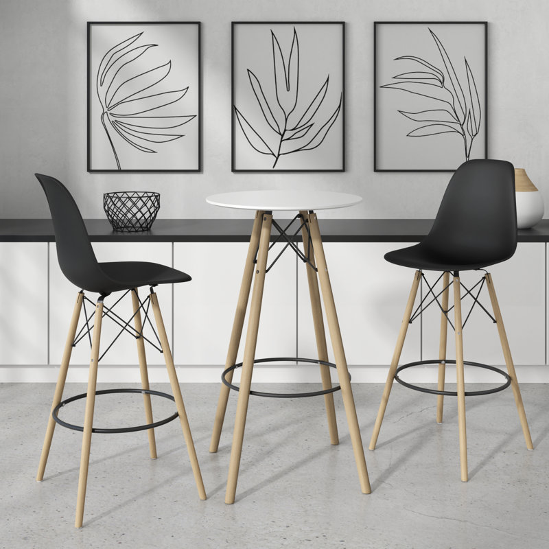 Jordan Bar & Counter Stool, Black/Natural, Bar Stool (29.5" Seat Height)