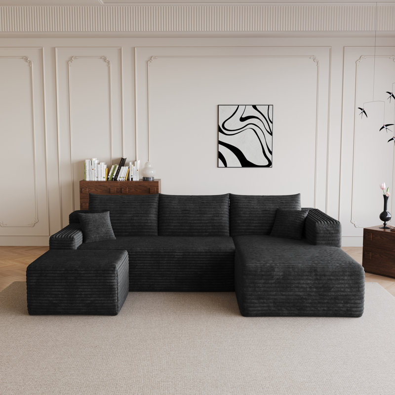 Canapé modulaire en velours côtelé 95 pouces