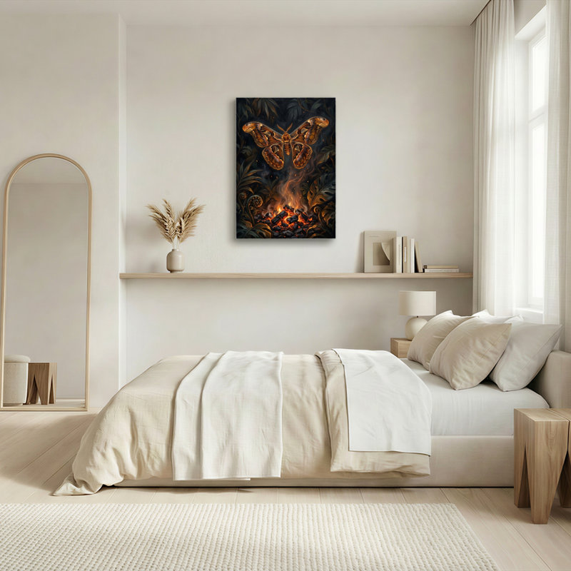 Art mural sur toile Gallery Wrap pour le salon, la chambre à coucher, le bureau ou le vestibule - Décoration murale décorative avec feu de papillon de nuit