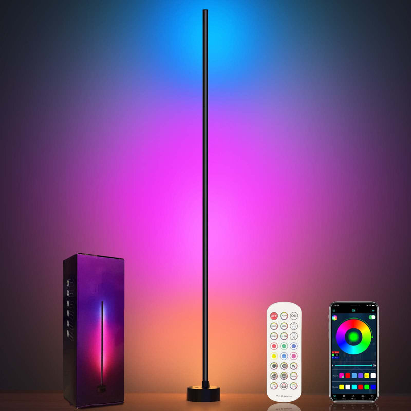 Lampe de coin à DEL intelligente avec application et télécommande, 16 millions de couleurs et plus de 68 scènes, synchro musicale, minuterie