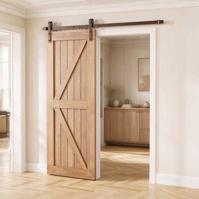Ensemble de rail de porte de grange à crochet en J de 79 pouces, quincaillerie coulissante robuste de 400 lb pour porte simple