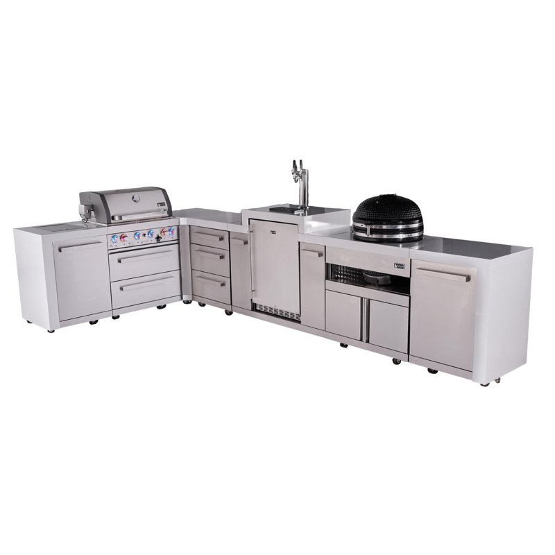 Barbecue au gaz pour îlot de cuisine modulaire en acier inoxydable de luxe à 4 brûleurs de 82 po x 156 po Mont Alpi