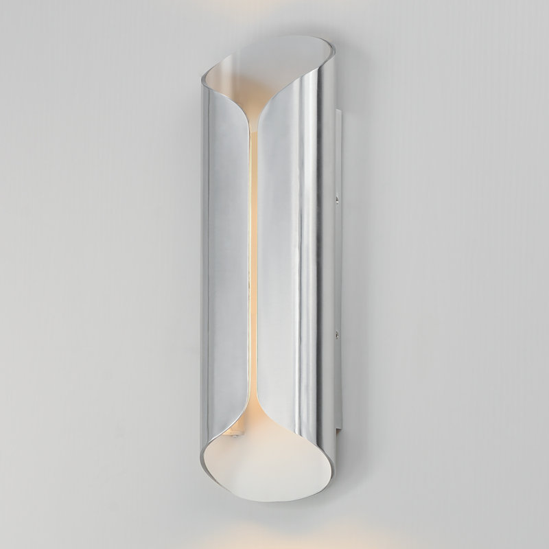Alessandrino Aluminium LED Wall Light, Satin Aluminum/White, 20" H x 6.25" W x 3.25" D
