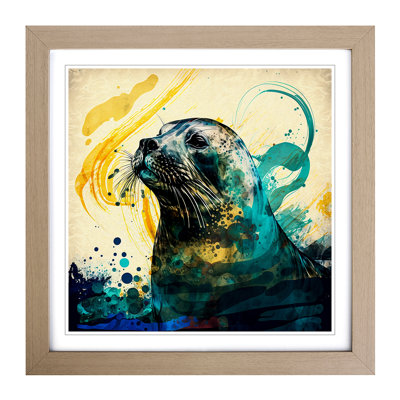Seal Gestural - Single Picture Frame Print on Wood