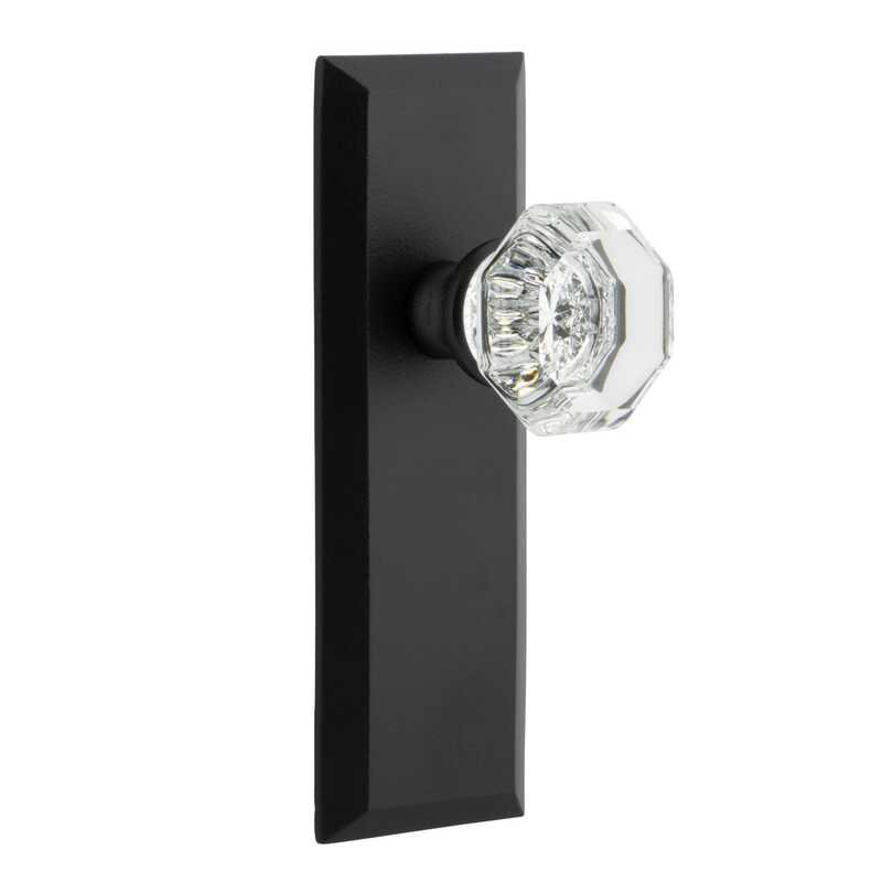 Ageless Iron Keep Long Plate Privacy with Krystall Knob, 2 3/4", Privacy, Right Handed